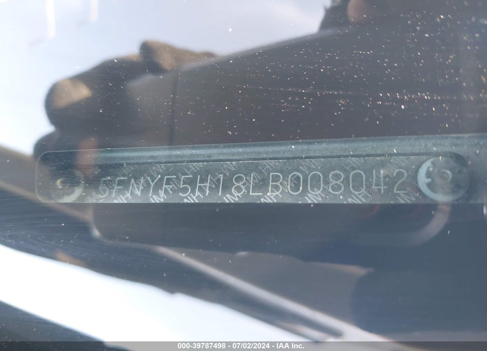 2020 HONDA PILOT 2WD LX VIN: 5FNYF5H18LB008042
