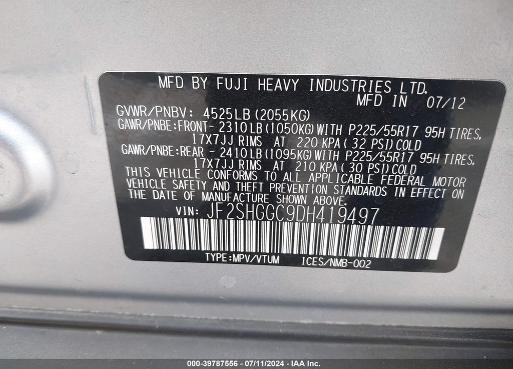 2013 SUBARU FORESTER 2.5XT TOURING VIN: JF2SHGGC9DH419497
