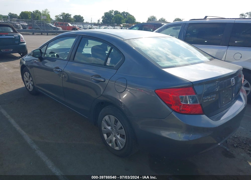 2012 HONDA CIVIC LX VIN: 19XFB2F53CE104562