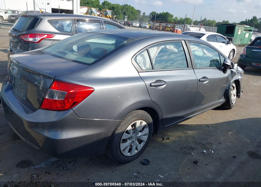 2012 HONDA CIVIC LX VIN: 19XFB2F53CE104562