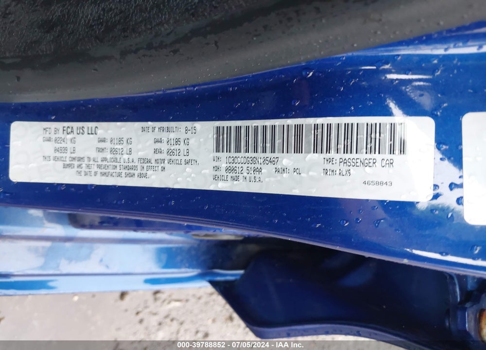 2016 CHRYSLER 200 S VIN: 1C3CCCDG3GN105467