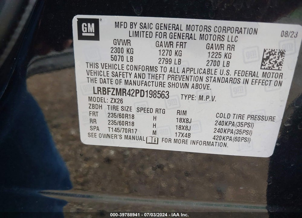 2023 BUICK ENVISION PREFERRED AWD VIN: LRBFZMR42PD198563
