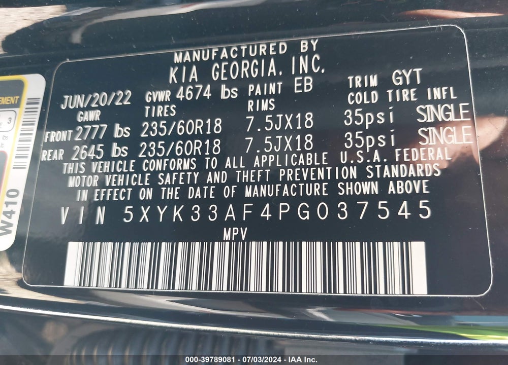 2023 KIA SPORTAGE EX VIN: 5XYK33AF4PG037545