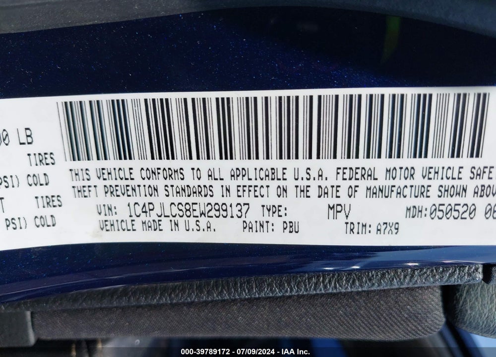 2014 JEEP CHEROKEE LATITUDE VIN: 1C4PJLCS8EW299137