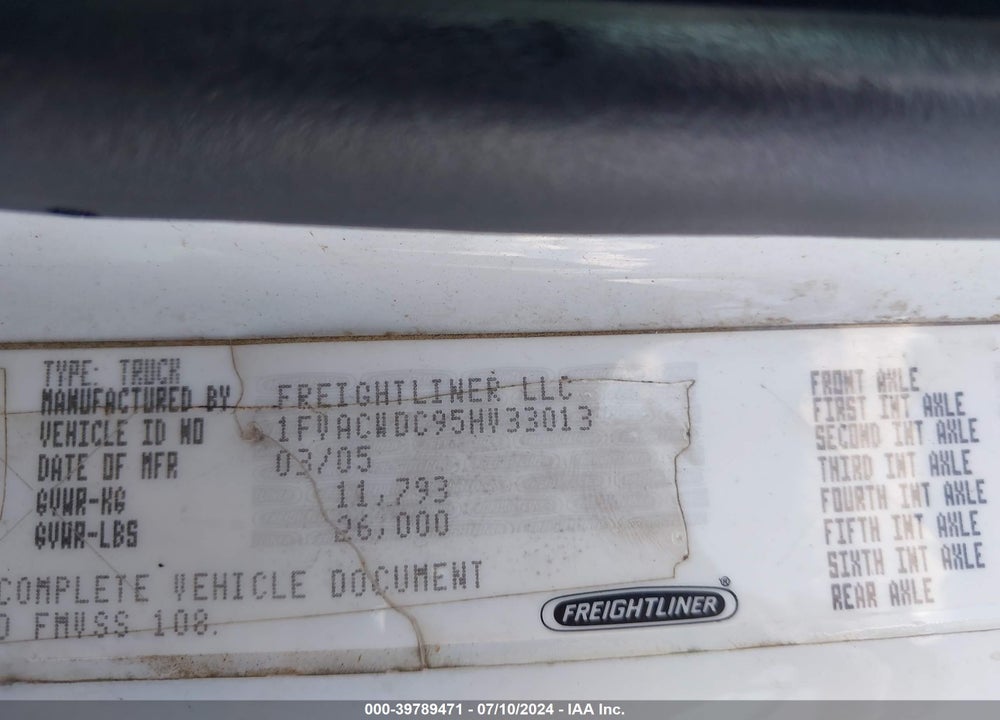 2005 FREIGHTLINER M2 106 MEDIUM DUTY VIN: 1FVACWDC95HV33013