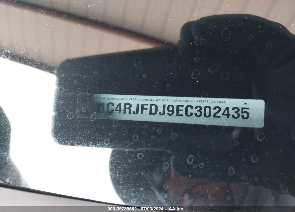 2014 JEEP GRAND CHEROKEE SRT8 VIN: 1C4RJFDJ9EC302435