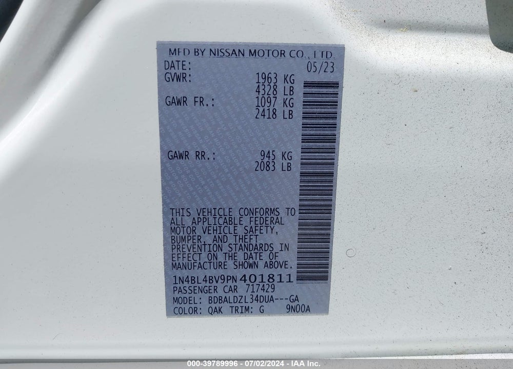 2023 NISSAN ALTIMA S FWD VIN: 1N4BL4BV9PN401811