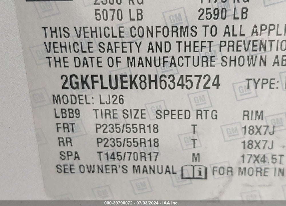 2017 GMC TERRAIN SLT VIN: 2GKFLUEK8H6345724