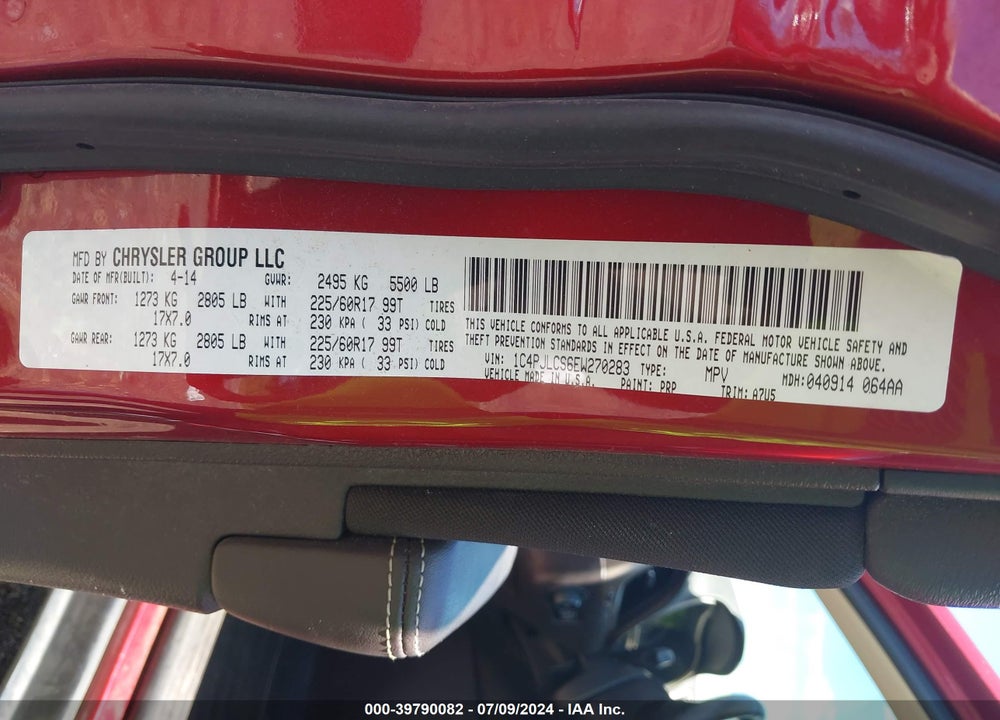 2014 JEEP CHEROKEE VIN: 1C4PJLCS6EW270283
