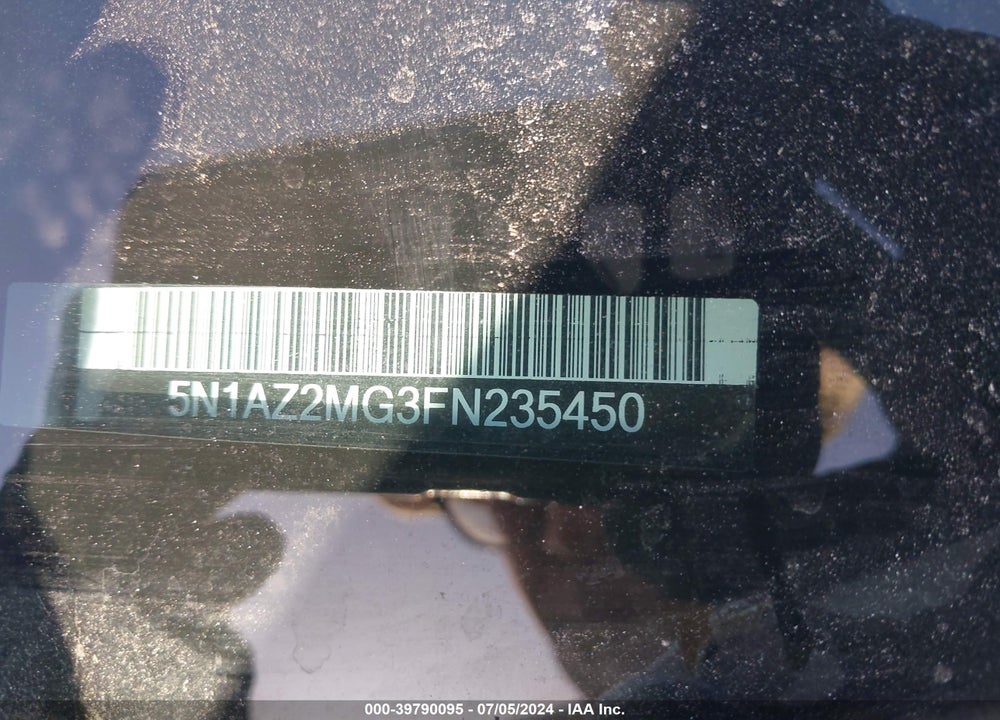 2015 NISSAN MURANO PLATINUM VIN: 5N1AZ2MG3FN235450