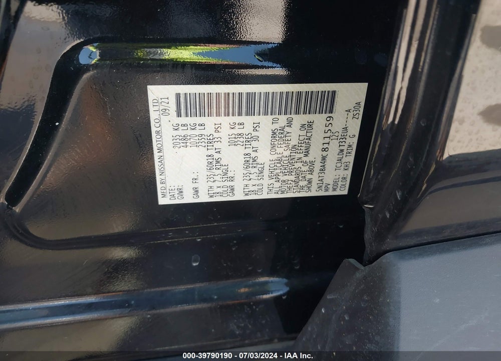 2021 NISSAN ROGUE SV FWD VIN: 5N1AT3BA4MC811559