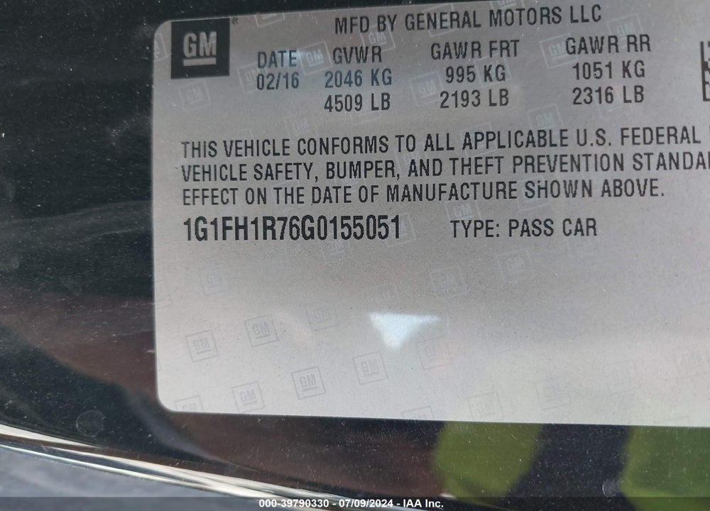 2016 CHEVROLET CAMARO 2SS VIN: 1G1FH1R76G0155051