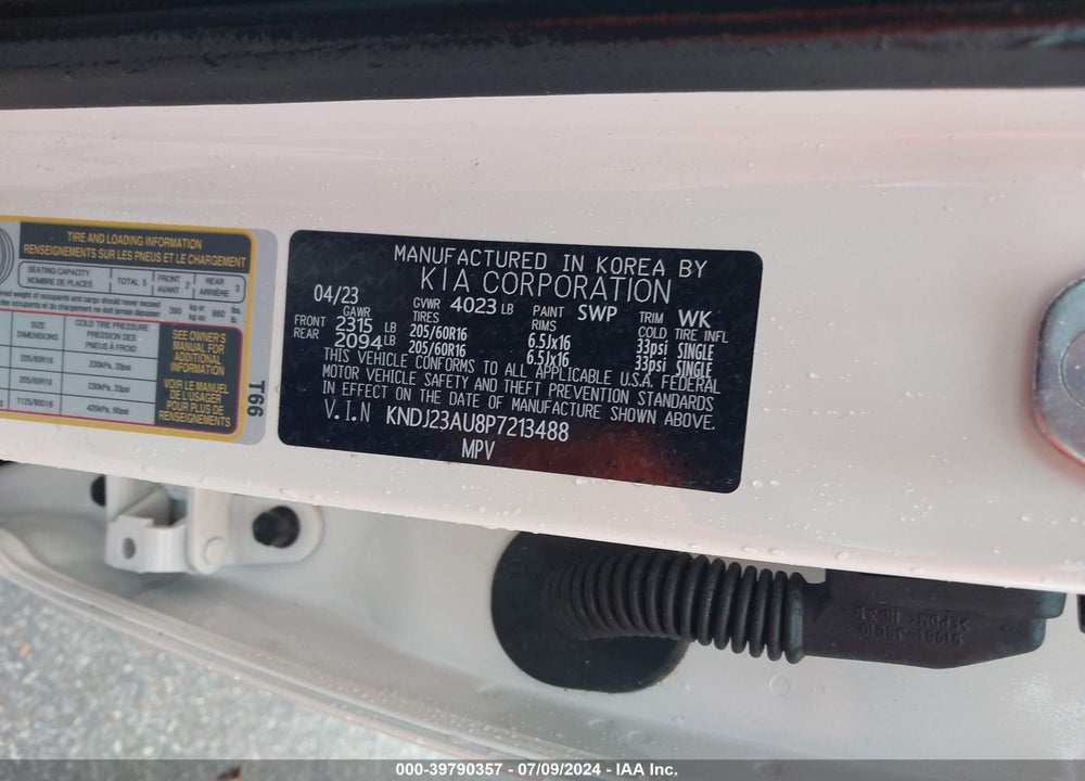 2023 KIA SOUL !/+/S VIN: KNDJ23AU8P7213488