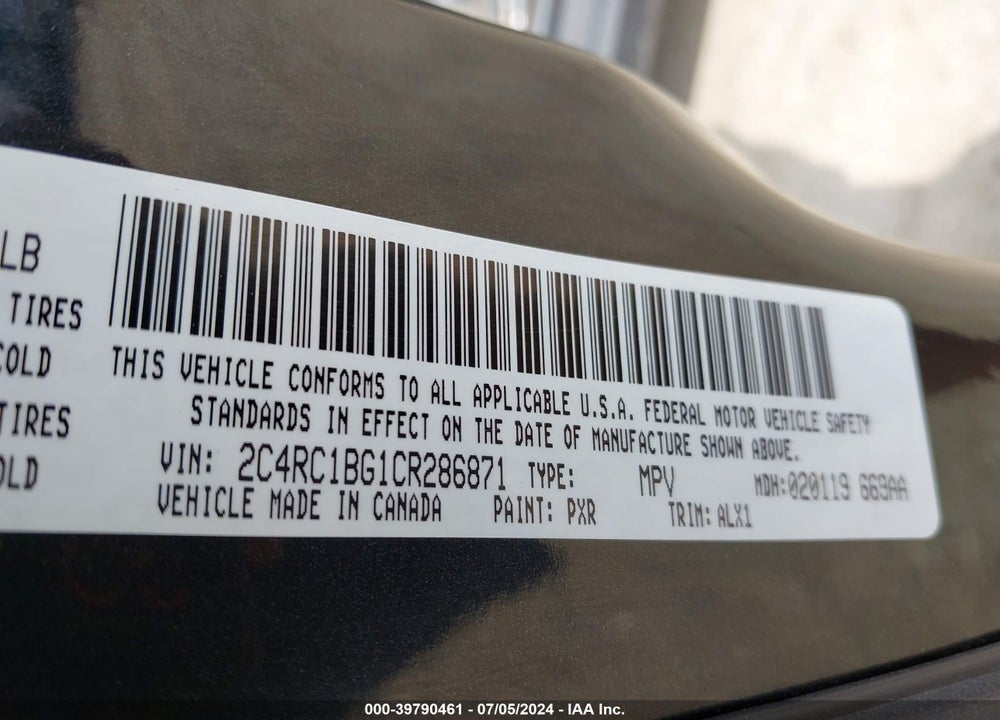 2012 CHRYSLER TOWN & COUNTRY TOURING VIN: 2C4RC1BG1CR286871