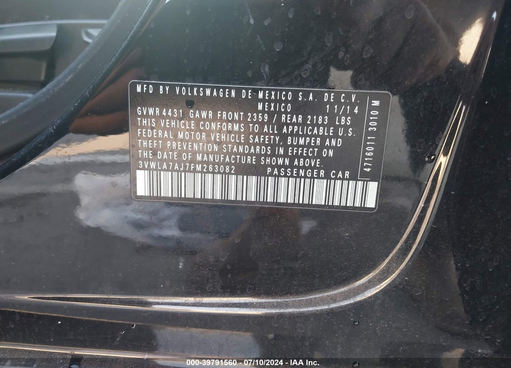 2015 VOLKSWAGEN JETTA 2.0L TDI S VIN: 3VWLA7AJ7FM263082