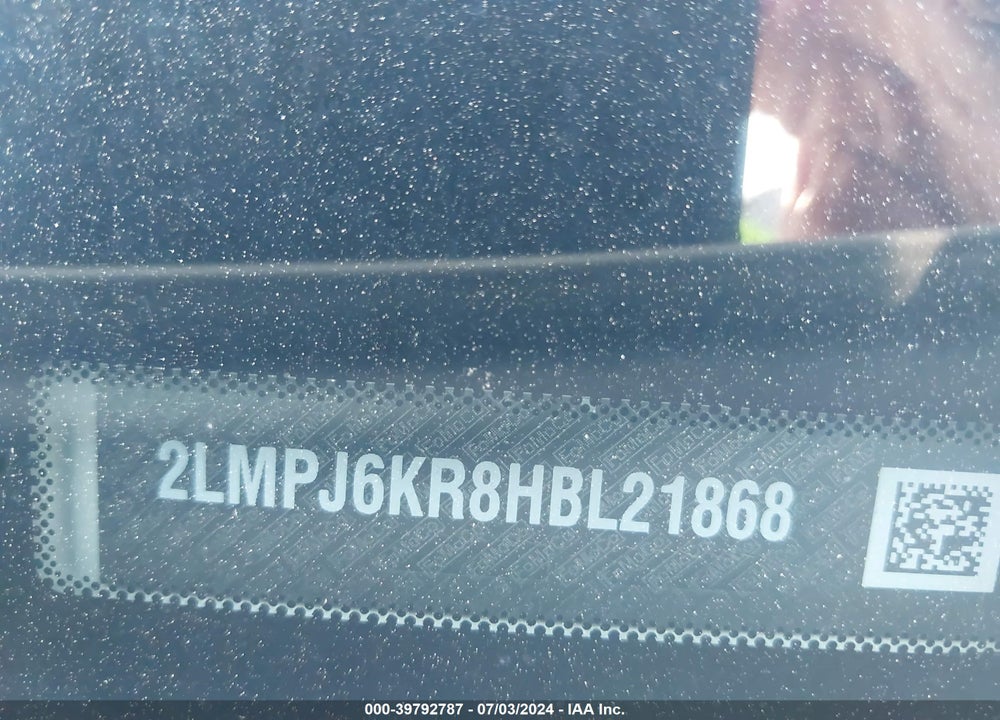2017 LINCOLN MKX SELECT VIN: 2LMPJ6KR8HBL21868