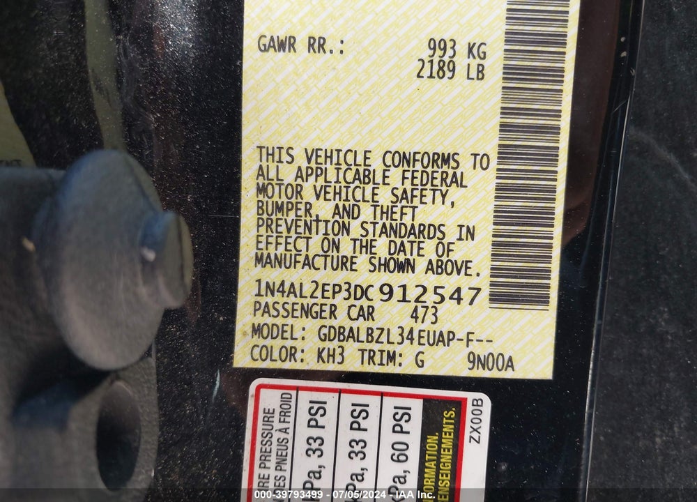 2013 NISSAN ALTIMA 2.5 S VIN: 1N4AL2EP3DC912547