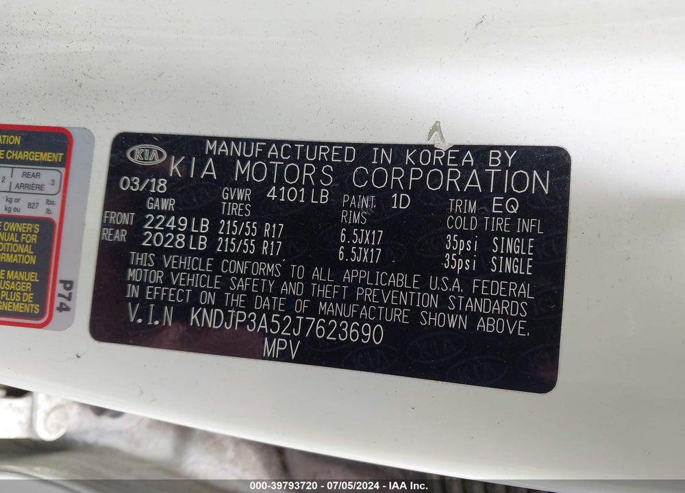 2018 KIA SOUL VIN: KNDJP3A52J7623690