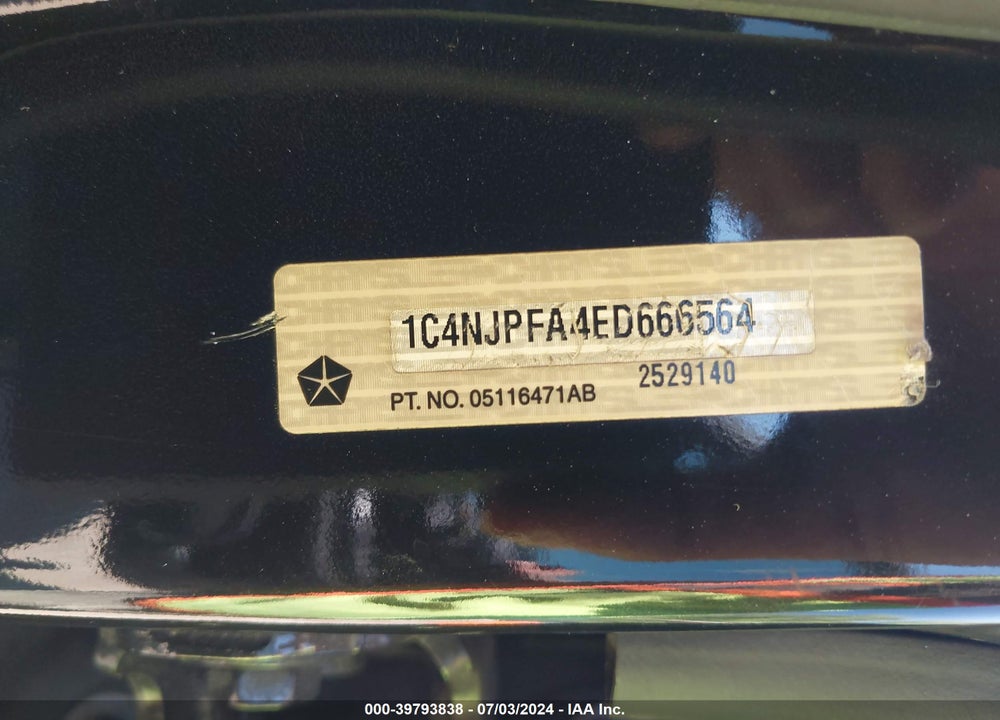 2014 JEEP PATRIOT HIGH ALTITUDE VIN: 1C4NJPFA4ED666564