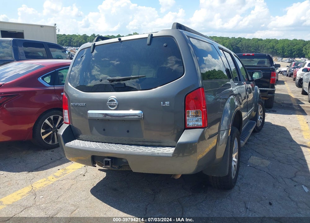 2008 NISSAN PATHFINDER LE V8 VIN: 5N1BR18A18C628575