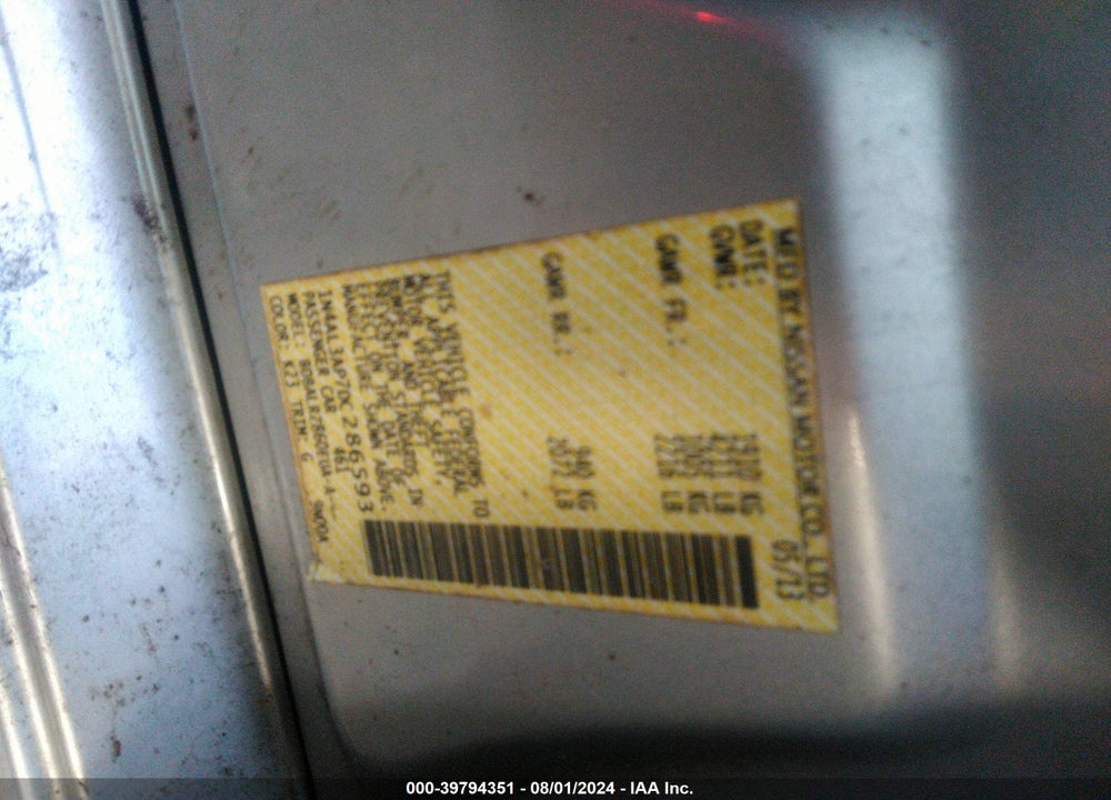 2013 NISSAN ALTIMA 2.5 S VIN: 1N4AL3AP7DC286593