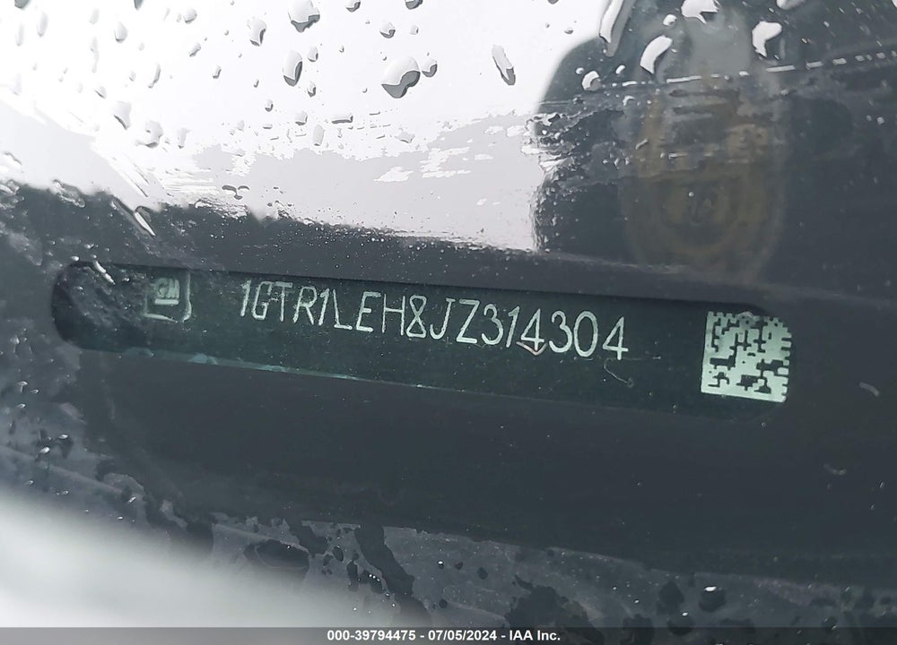 2018 GMC SIERRA 1500 VIN: 1GTR1LEH8JZ314304