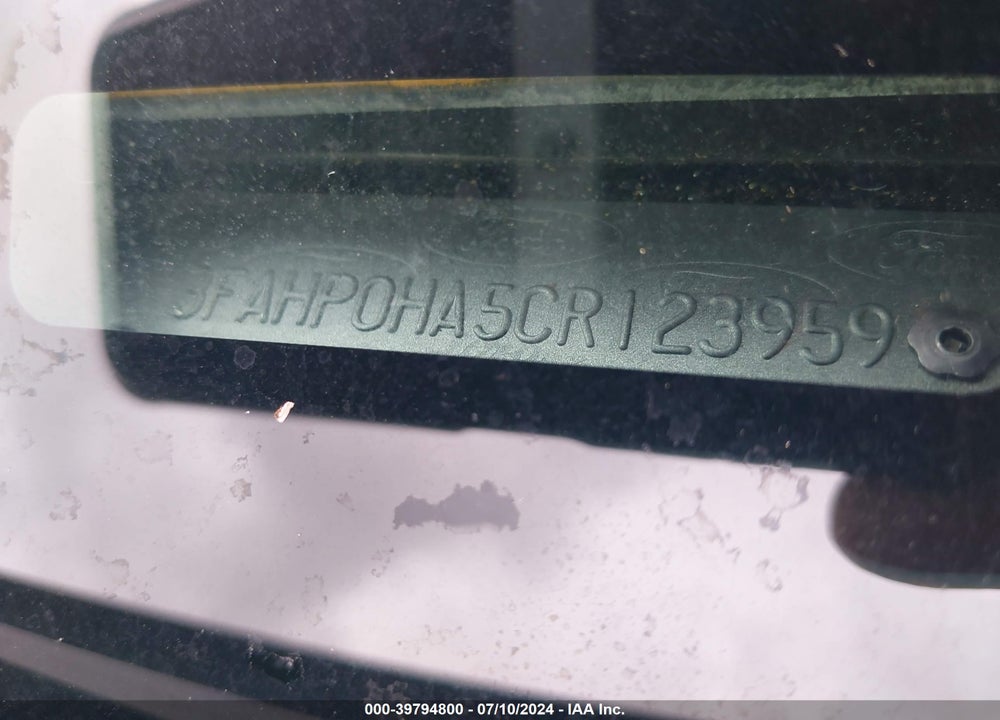 2012 FORD FUSION SE VIN: 3FAHP0HA5CR123959