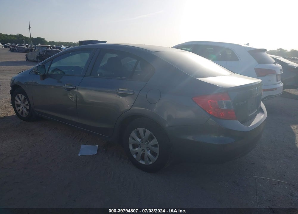 2012 HONDA CIVIC LX VIN: 19XFB2F5XCE035501