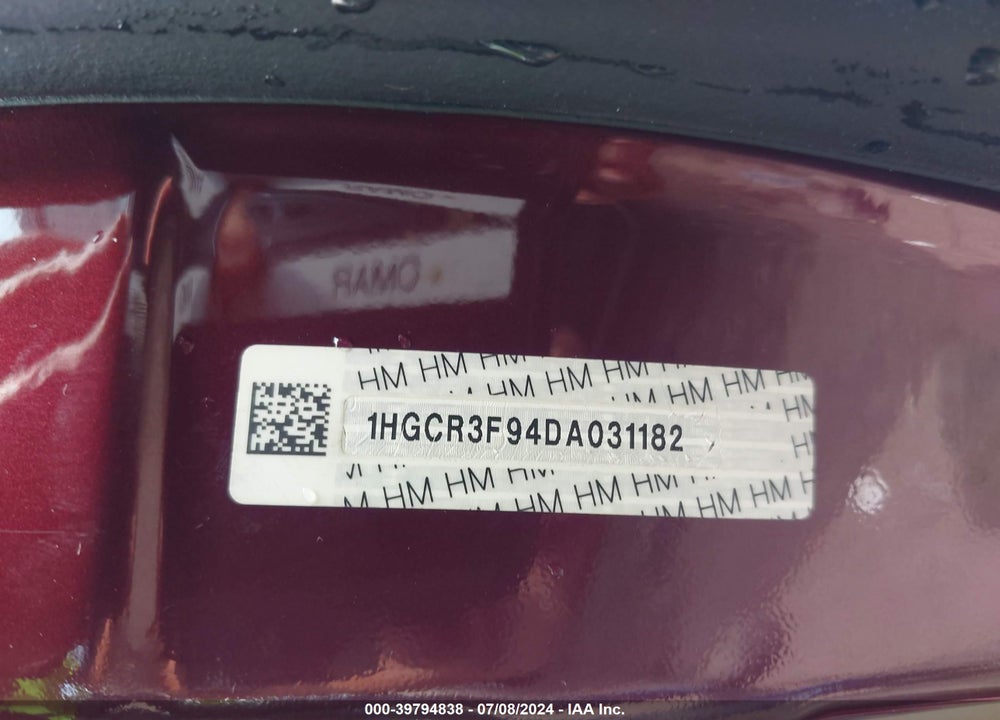 2013 HONDA ACCORD TOURING VIN: 1HGCR3F94DA031182