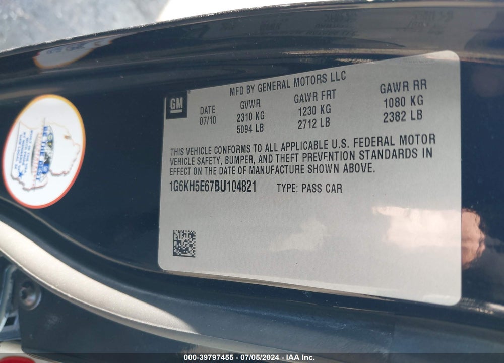 2011 CADILLAC DTS PREMIUM COLLECTION VIN: 1G6KH5E67BU104821