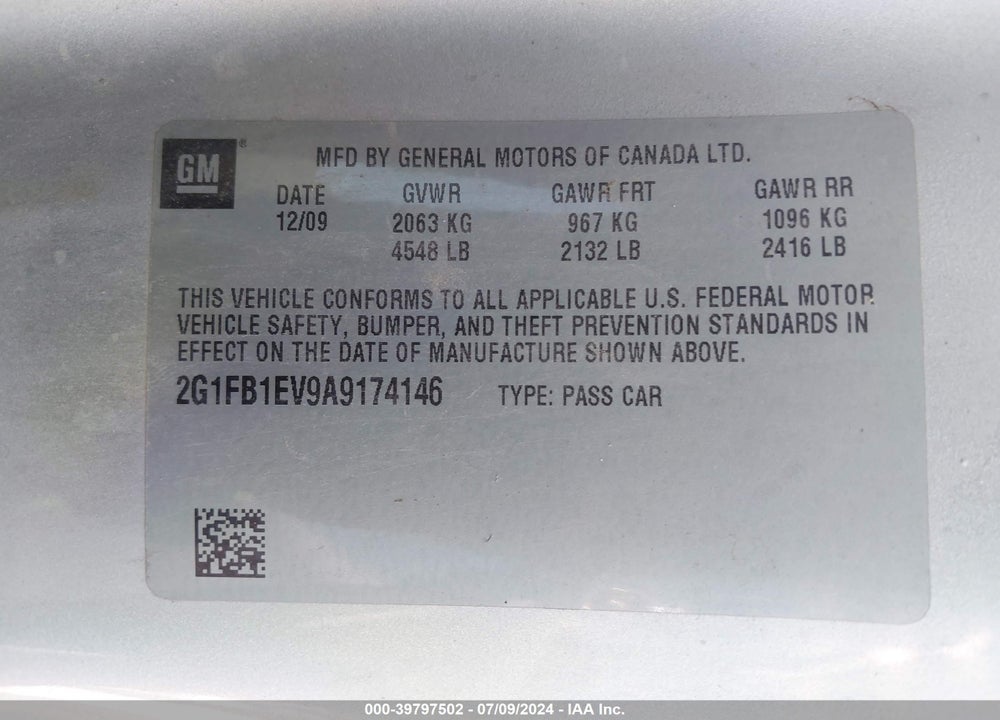 2010 CHEVROLET CAMARO VIN: 2G1FB1EV9A9174146