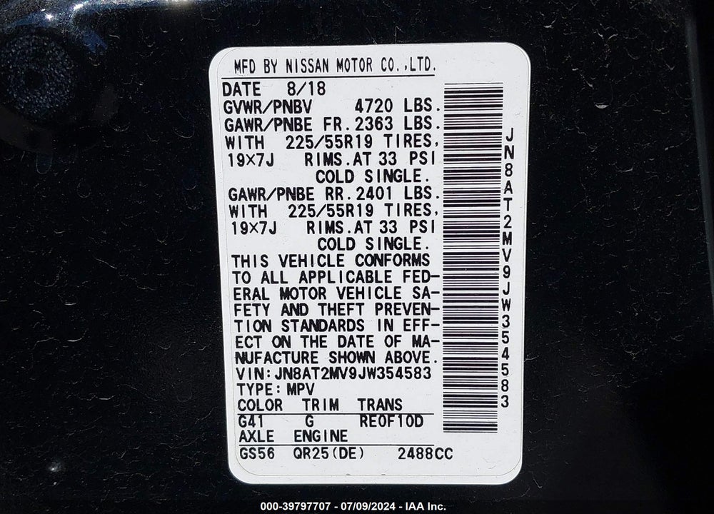 2018 NISSAN ROGUE SL VIN: JN8AT2MV9JW354583