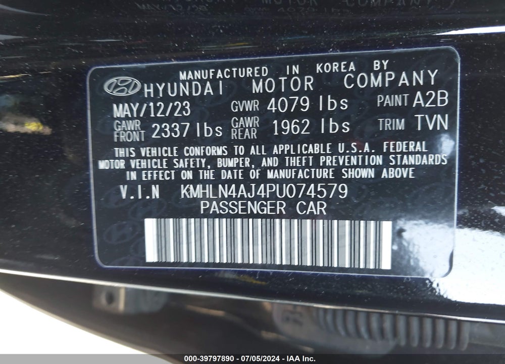 2023 HYUNDAI ELANTRA HYBRID VIN: KMHLN4AJ4PU074579