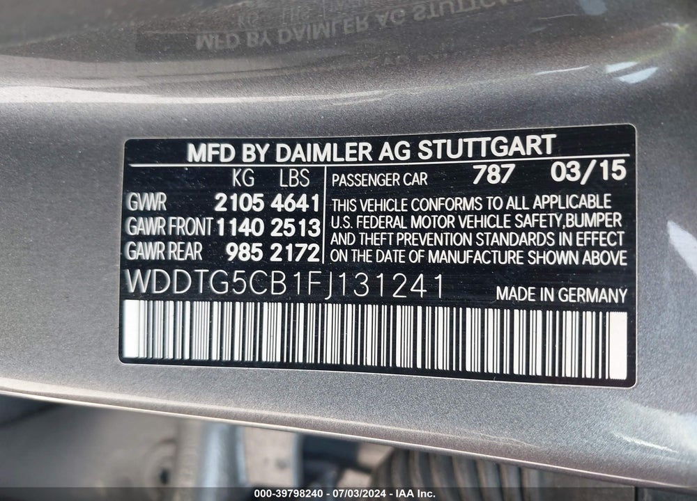 2015 MERCEDES-BENZ GLA 45 AMG 4MATIC VIN: WDDTG5CB1FJ131241