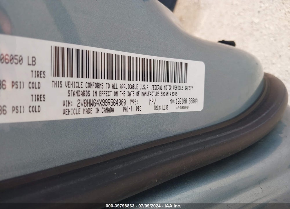 2009 VOLKSWAGEN ROUTAN SEL PREMIUM VIN: 2V8HW64X99R564300