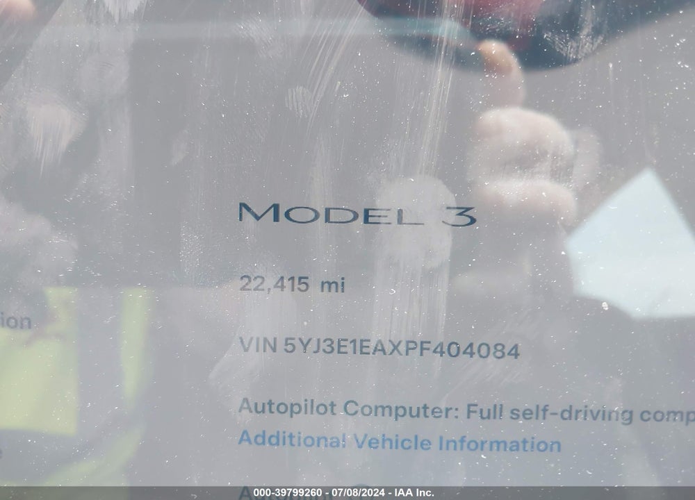 2023 TESLA MODEL 3 VIN: 5YJ3E1EAXPF404084
