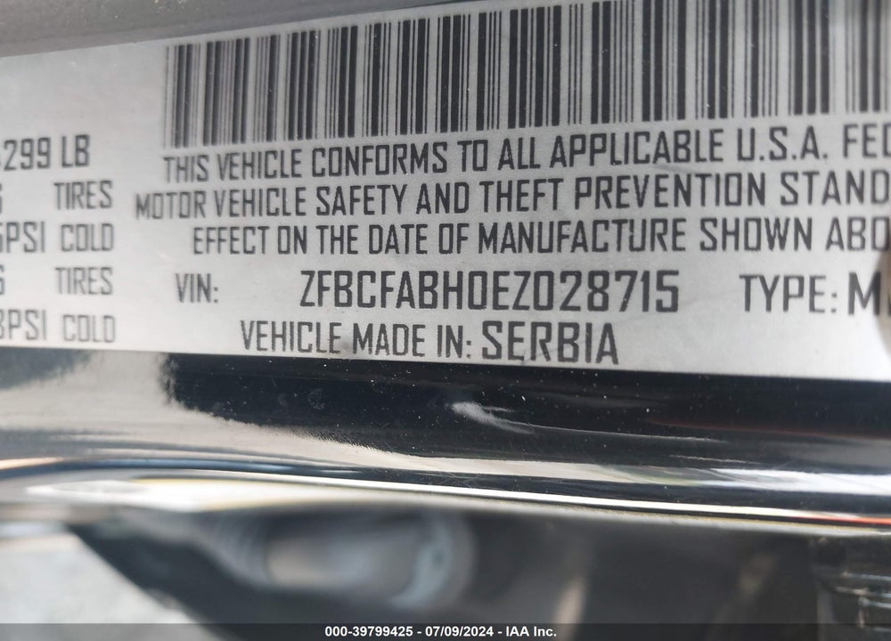 2014 FIAT 500L EASY VIN: ZFBCFABH0EZ028715