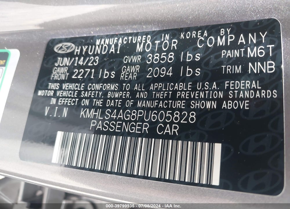 2023 HYUNDAI ELANTRA SEL VIN: KMHLS4AG8PU605828