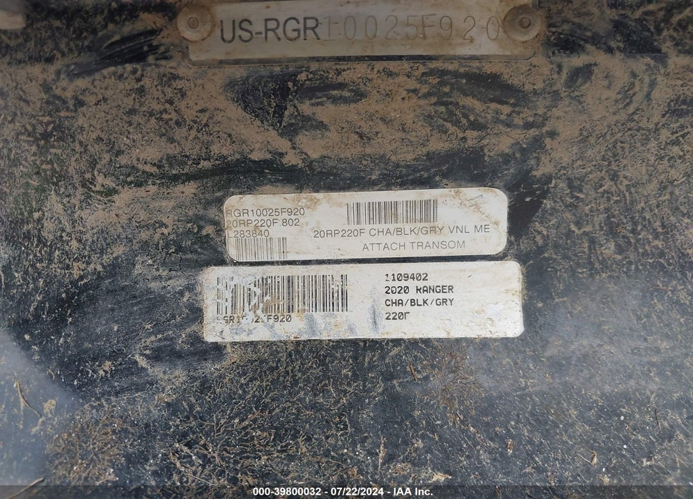 2022 RANGER OTHER VIN: RGR10025F920
