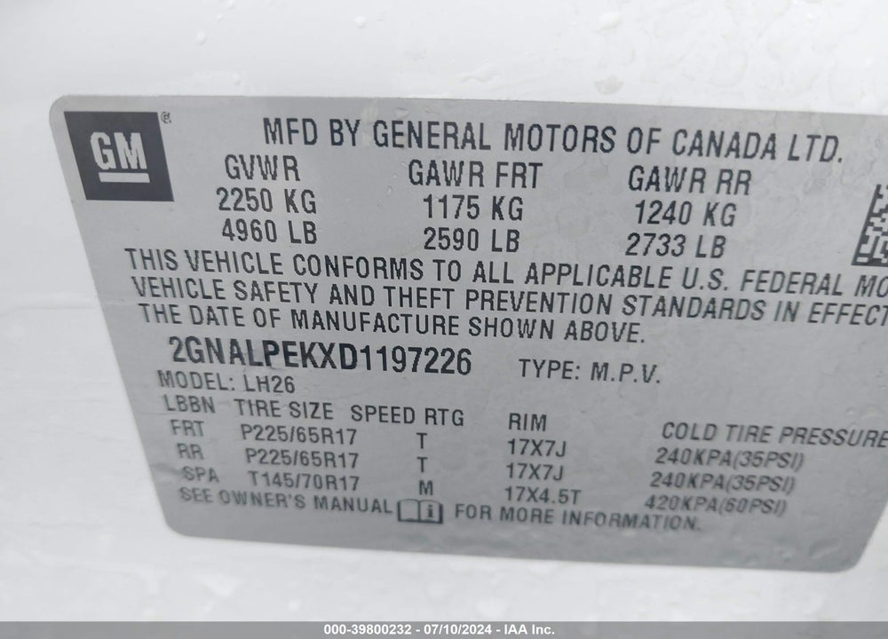 2013 CHEVROLET EQUINOX 2LT VIN: 2GNALPEKXD1197226