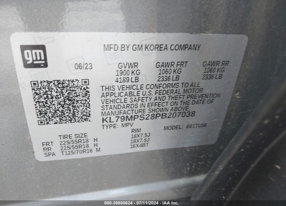 2023 CHEVROLET TRAILBLAZER FWD LT VIN: KL79MPS28PB207038