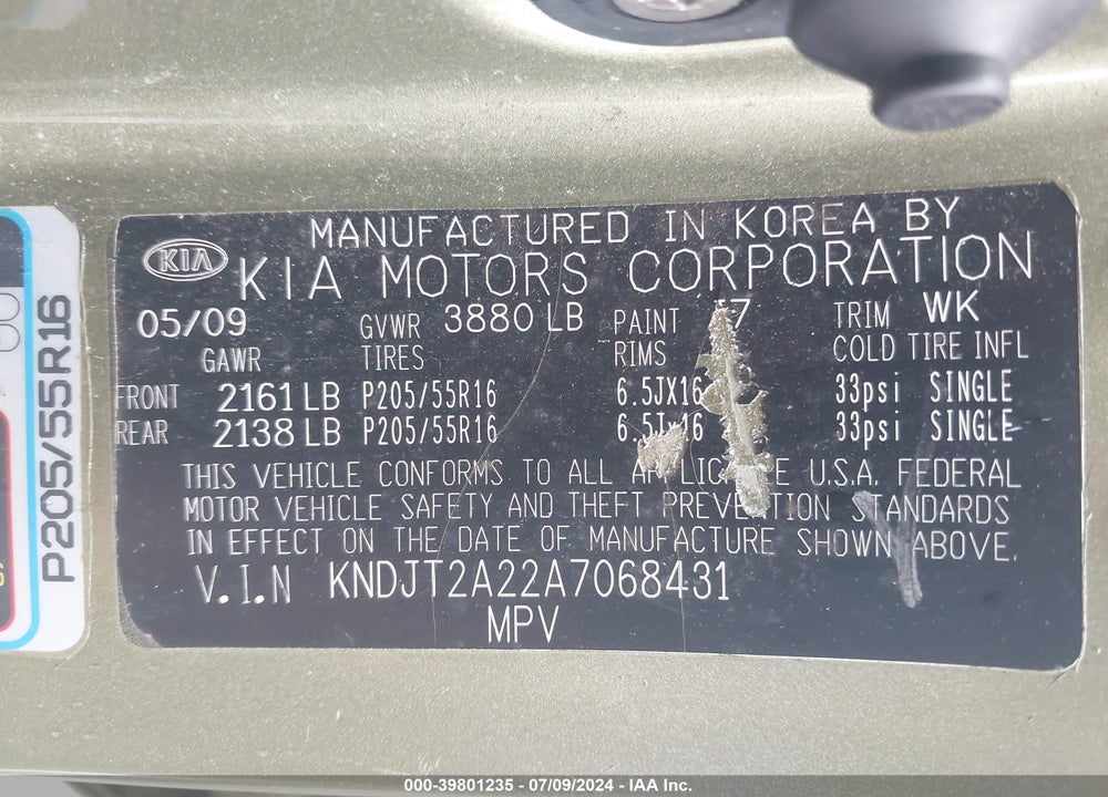 2010 KIA SOUL VIN: KNDJT2A22A7068431