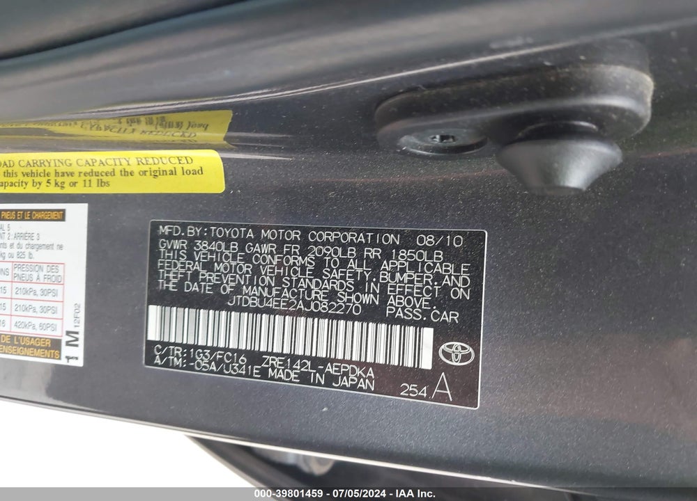2010 TOYOTA COROLLA LE VIN: JTDBU4EE2AJ082270
