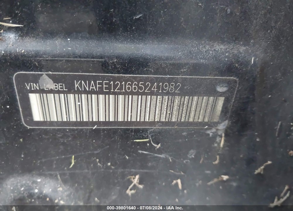 2006 KIA SPECTRA EX/LX/SX VIN: KNAFE121665241982