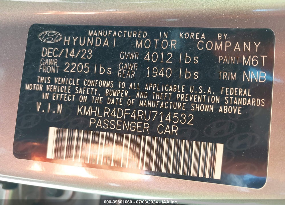 2024 HYUNDAI ELANTRA N LINE VIN: KMHLR4DF4RU714532