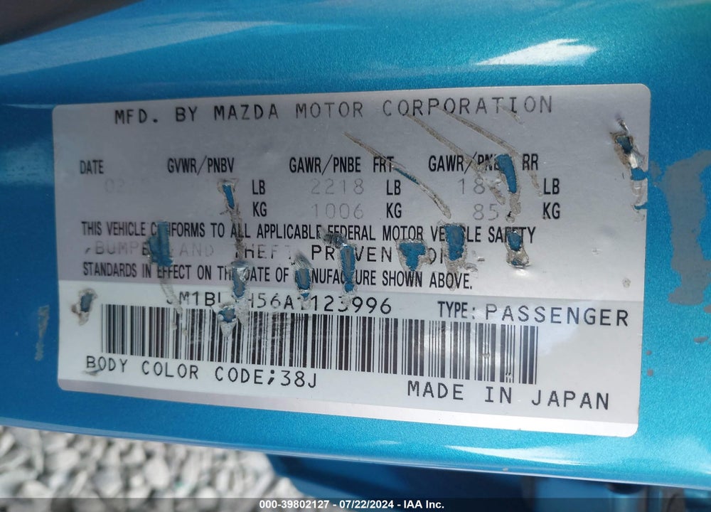 2010 MAZDA 3 S SPORT VIN: JM1BL1H56A1123996