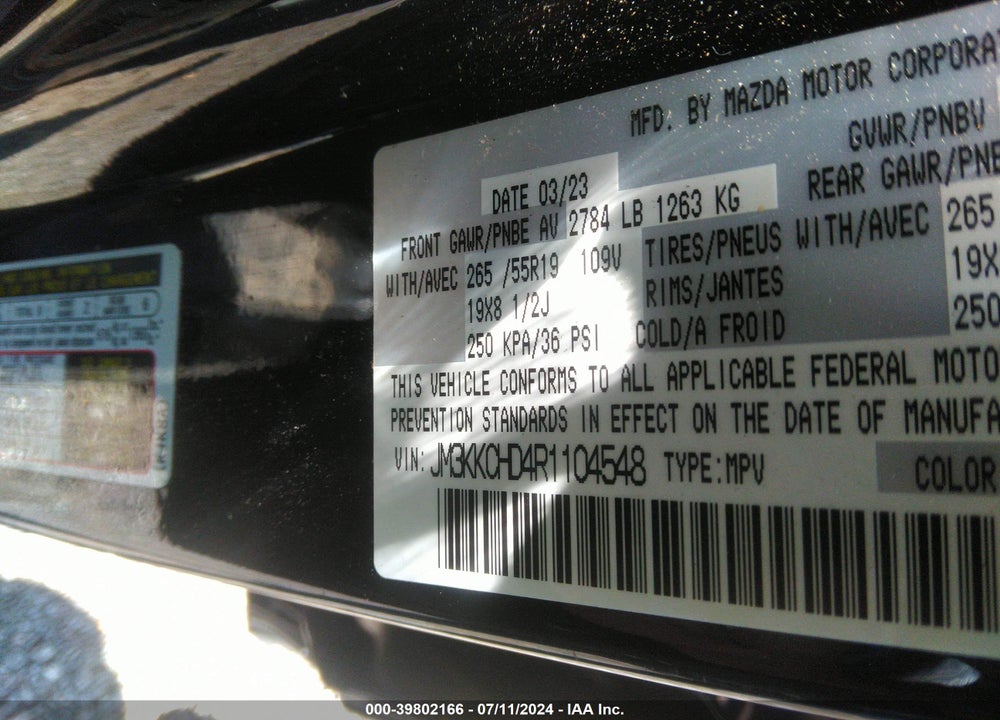 2024 MAZDA CX-90 3.3 TURBO PREFERRED PLUS VIN: JM3KKCHD4R1104548