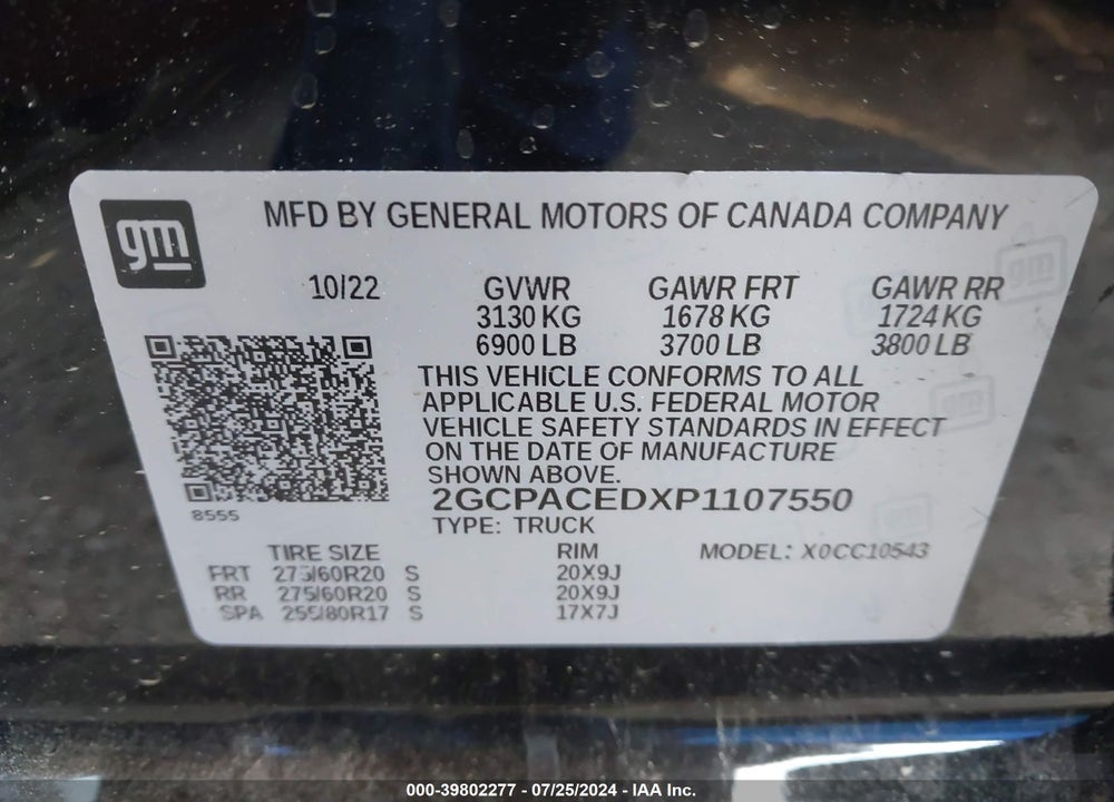 2023 CHEVROLET SILVERADO 1500 2WD SHORT BED LT VIN: 2GCPACEDXP1107550