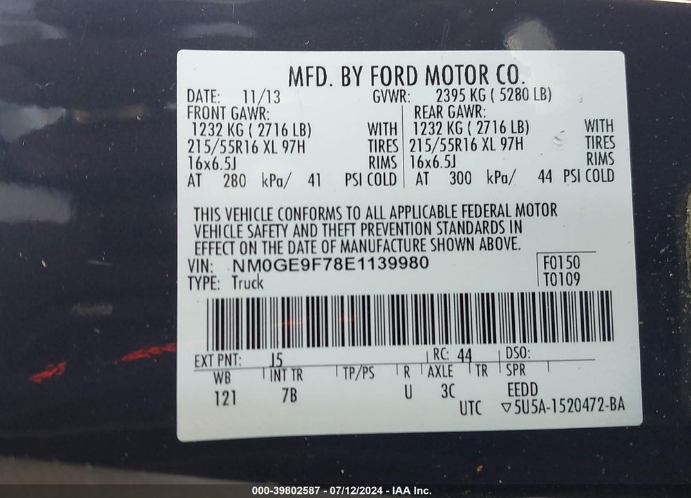 2014 FORD TRANSIT CONNECT XLT VIN: NM0GE9F78E1139980