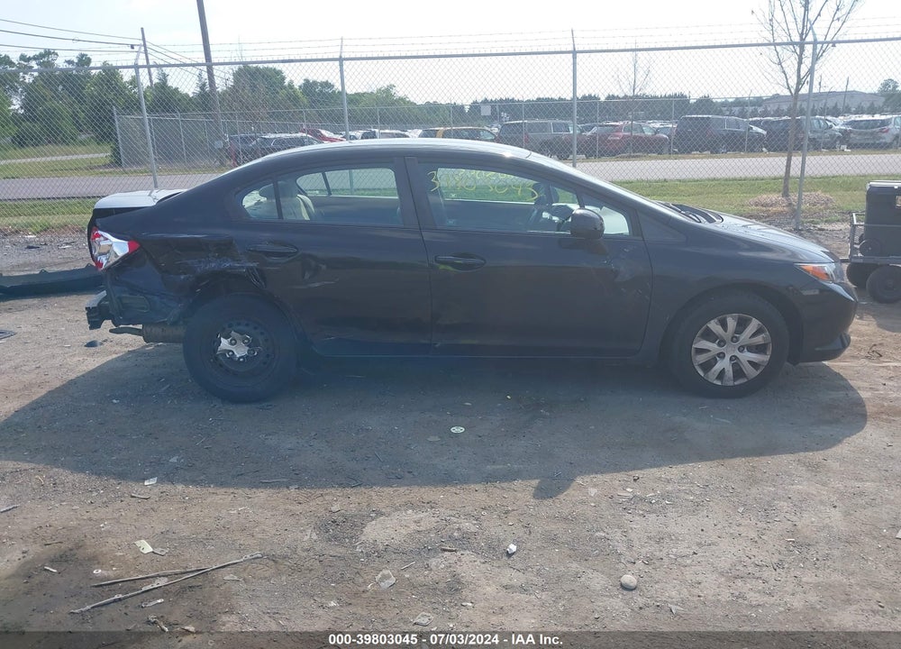 2012 HONDA CIVIC LX VIN: 2HGFB2F5XCH324545